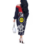 Custom AFL Demons NAIDOC Week Off The Shoulder Long Sleeve Dress Keep The Fire Burning Indigenous Art