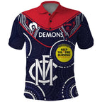 Custom AFL Demons NAIDOC Week Polo Shirt Keep The Fire Burning Indigenous Art
