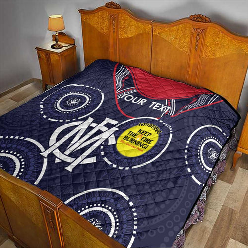 Custom AFL Demons NAIDOC Week Quilt Keep The Fire Burning Indigenous Art
