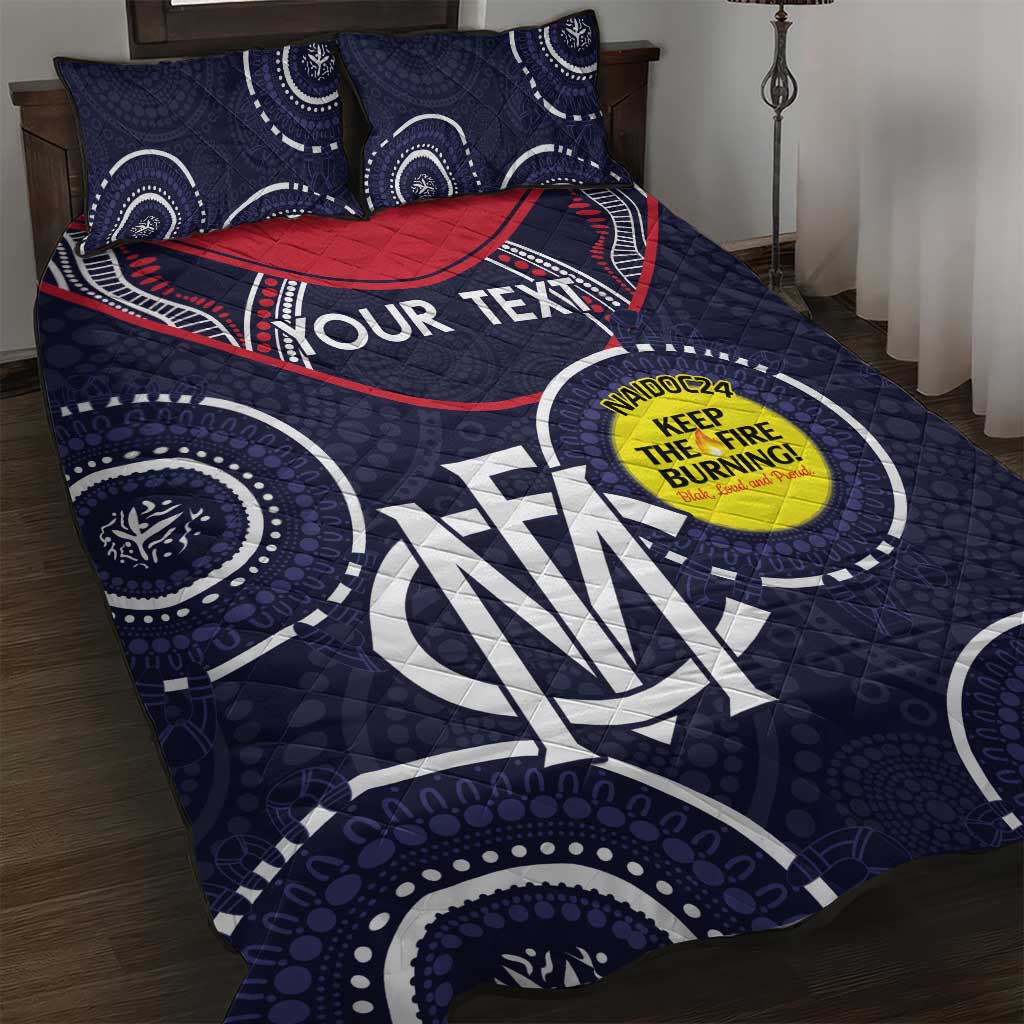 Custom AFL Demons NAIDOC Week Quilt Bed Set Keep The Fire Burning Indigenous Art