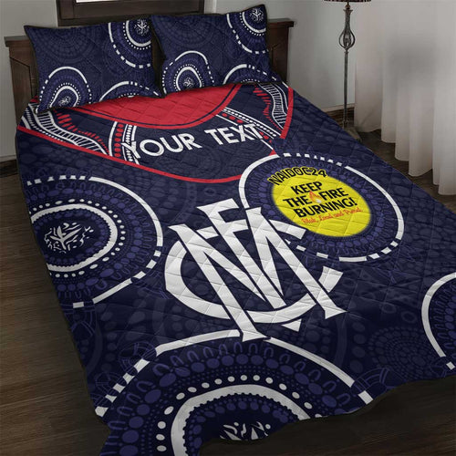 Custom AFL Demons NAIDOC Week Quilt Bed Set Keep The Fire Burning Indigenous Art
