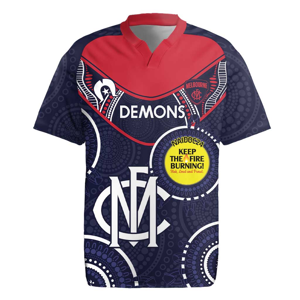 Custom AFL Demons NAIDOC Week Rugby Jersey Keep The Fire Burning Indigenous Art