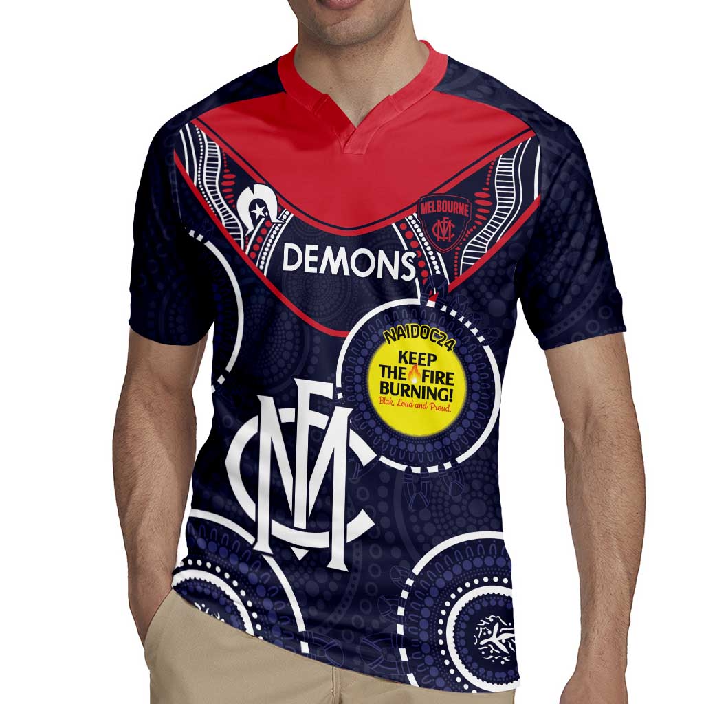 Custom AFL Demons NAIDOC Week Rugby Jersey Keep The Fire Burning Indigenous Art