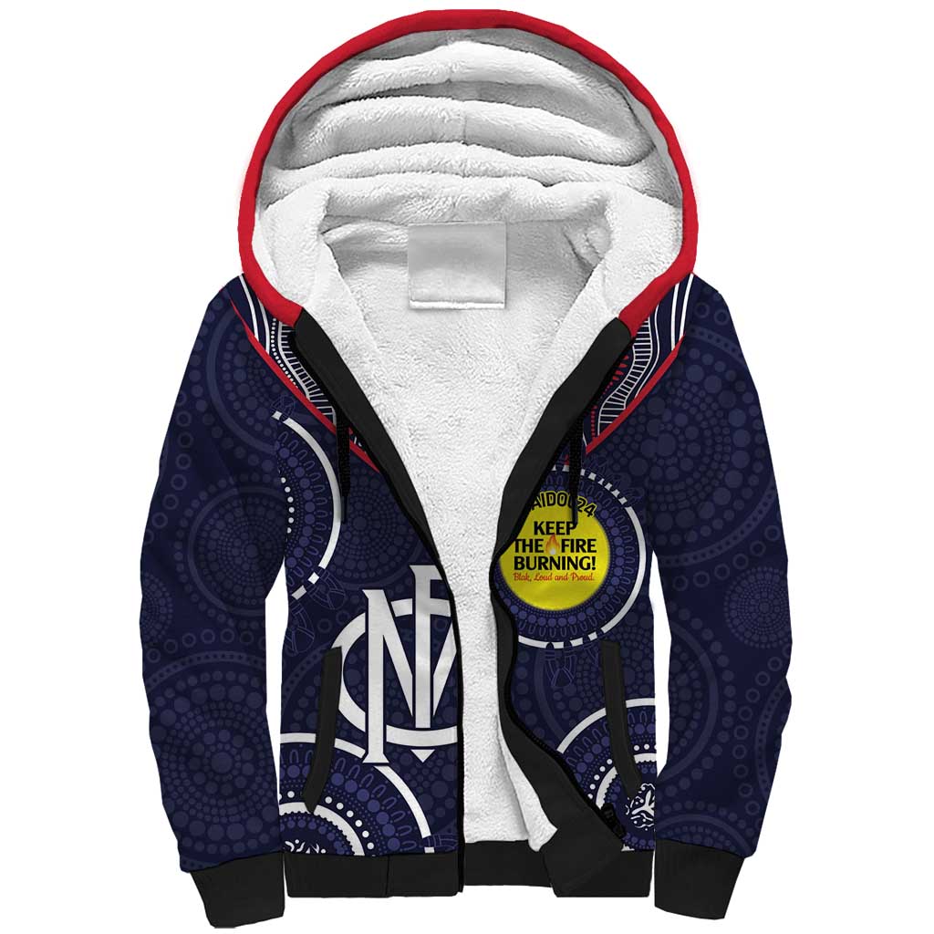 Custom AFL Demons NAIDOC Week Sherpa Hoodie Keep The Fire Burning Indigenous Art