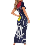 Custom AFL Demons NAIDOC Week Short Sleeve Bodycon Dress Keep The Fire Burning Indigenous Art