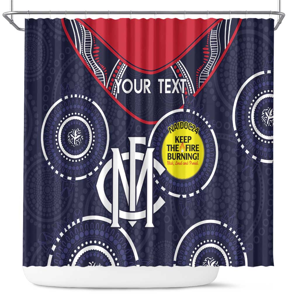 Custom AFL Demons NAIDOC Week Shower Curtain Keep The Fire Burning Indigenous Art