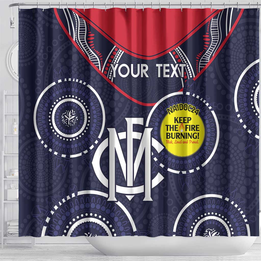 Custom AFL Demons NAIDOC Week Shower Curtain Keep The Fire Burning Indigenous Art