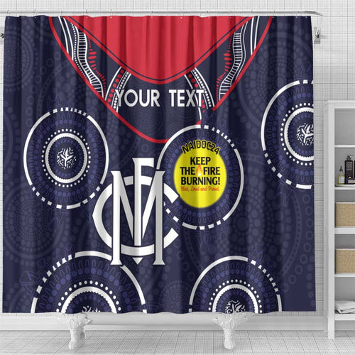 Custom AFL Demons NAIDOC Week Shower Curtain Keep The Fire Burning Indigenous Art