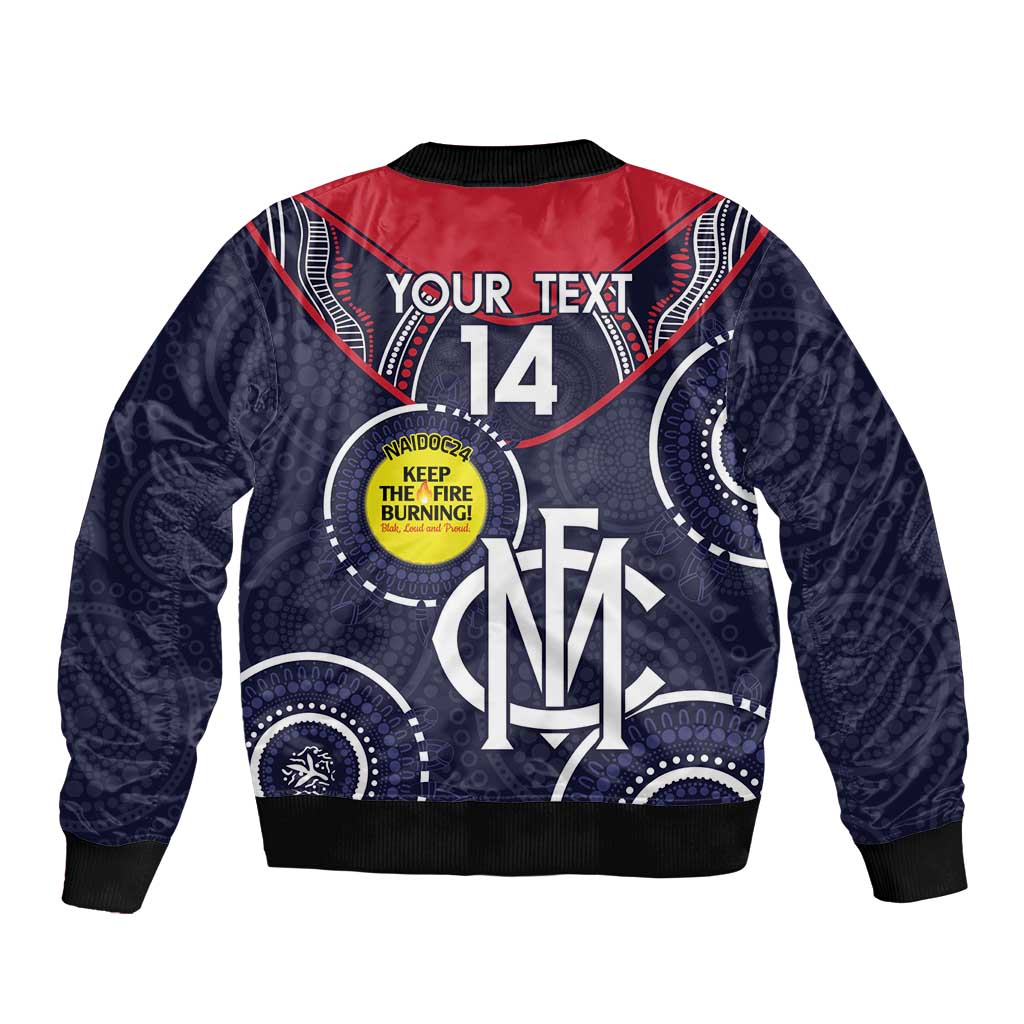 Custom AFL Demons NAIDOC Week Sleeve Zip Bomber Jacket Keep The Fire Burning Indigenous Art