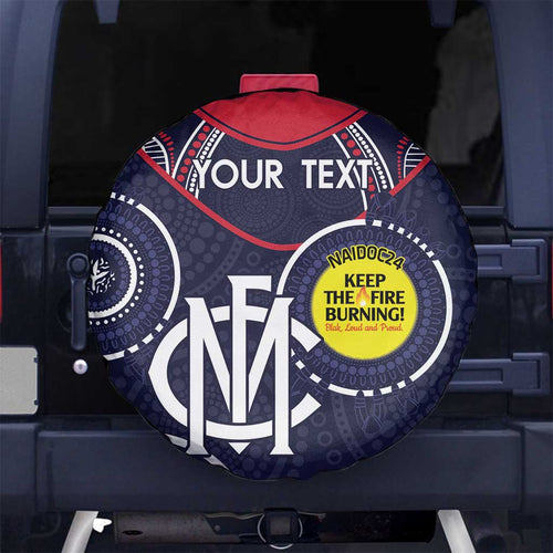 Custom AFL Demons NAIDOC Week Spare Tire Cover Keep The Fire Burning Indigenous Art
