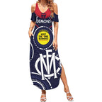 Custom AFL Demons NAIDOC Week Summer Maxi Dress Keep The Fire Burning Indigenous Art