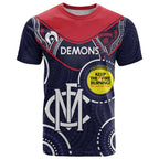 Custom AFL Demons NAIDOC Week T Shirt Keep The Fire Burning Indigenous Art