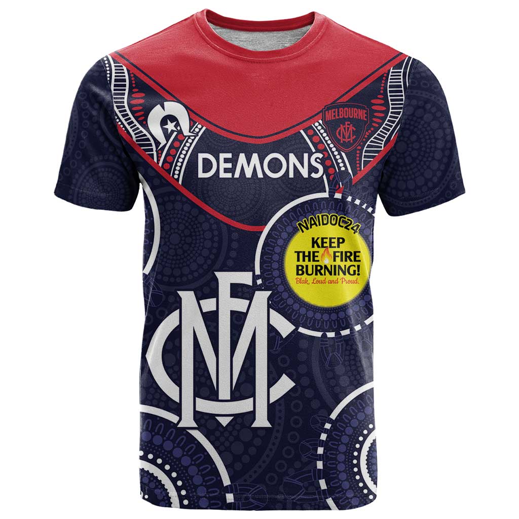 Custom AFL Demons NAIDOC Week T Shirt Keep The Fire Burning Indigenous Art