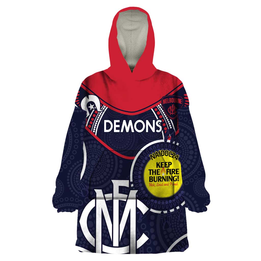 Custom AFL Demons NAIDOC Week Wearable Blanket Hoodie Keep The Fire Burning Indigenous Art