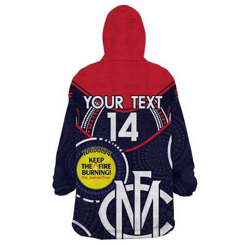 Custom AFL Demons NAIDOC Week Wearable Blanket Hoodie Keep The Fire Burning Indigenous Art