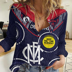 Custom AFL Demons NAIDOC Week Women Casual Shirt Keep The Fire Burning Indigenous Art
