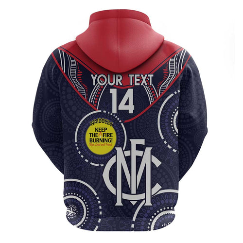 Custom AFL Demons NAIDOC Week Zip Hoodie Keep The Fire Burning Indigenous Art