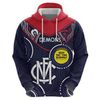 Custom AFL Demons NAIDOC Week Zip Hoodie Keep The Fire Burning Indigenous Art