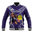 Custom AFL Dockers NAIDOC Week Baseball Jacket Keep The Fire Burning Indigenous Art