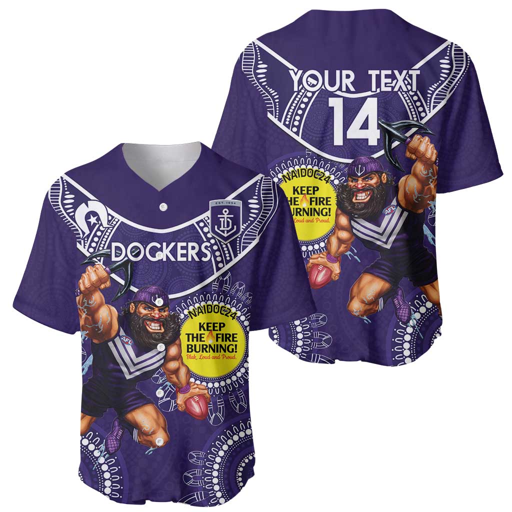 Custom AFL Dockers NAIDOC Week Baseball Jersey Keep The Fire Burning Indigenous Art