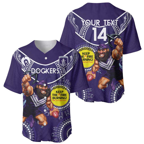 Custom AFL Dockers NAIDOC Week Baseball Jersey Keep The Fire Burning Indigenous Art