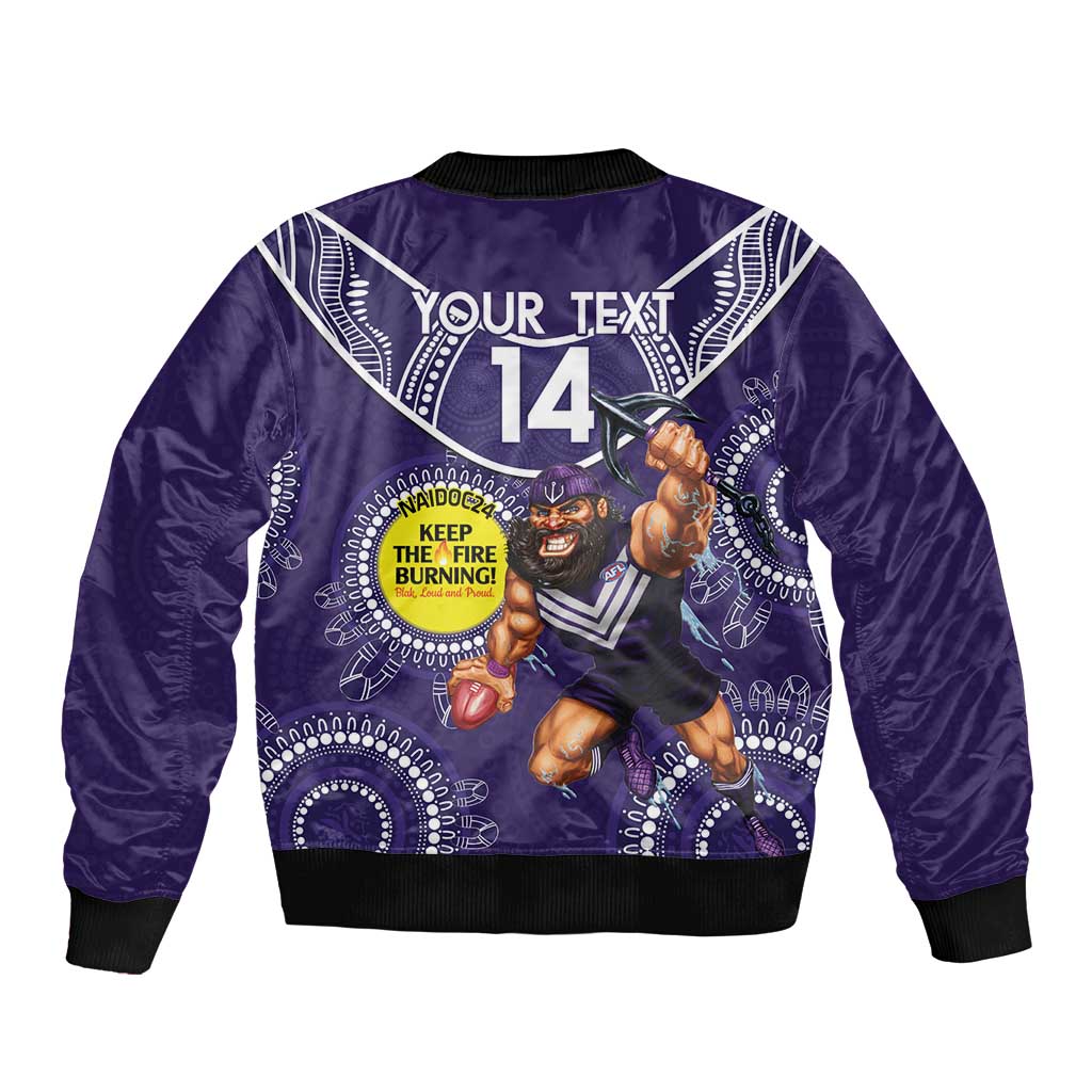 Custom AFL Dockers NAIDOC Week Bomber Jacket Keep The Fire Burning Indigenous Art