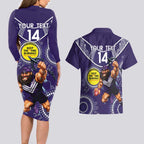 Custom AFL Dockers NAIDOC Week Couples Matching Long Sleeve Bodycon Dress and Hawaiian Shirt Keep The Fire Burning Indigenous Art