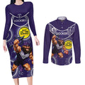 Custom AFL Dockers NAIDOC Week Couples Matching Long Sleeve Bodycon Dress and Long Sleeve Button Shirt Keep The Fire Burning Indigenous Art