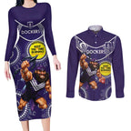 Custom AFL Dockers NAIDOC Week Couples Matching Long Sleeve Bodycon Dress and Long Sleeve Button Shirt Keep The Fire Burning Indigenous Art