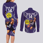 Custom AFL Dockers NAIDOC Week Couples Matching Long Sleeve Bodycon Dress and Long Sleeve Button Shirt Keep The Fire Burning Indigenous Art