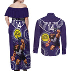 Custom AFL Dockers NAIDOC Week Couples Matching Off Shoulder Maxi Dress and Long Sleeve Button Shirt Keep The Fire Burning Indigenous Art