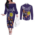 Custom AFL Dockers NAIDOC Week Couples Matching Off The Shoulder Long Sleeve Dress and Long Sleeve Button Shirt Keep The Fire Burning Indigenous Art