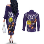 Custom AFL Dockers NAIDOC Week Couples Matching Off The Shoulder Long Sleeve Dress and Long Sleeve Button Shirt Keep The Fire Burning Indigenous Art