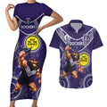 Custom AFL Dockers NAIDOC Week Couples Matching Short Sleeve Bodycon Dress and Hawaiian Shirt Keep The Fire Burning Indigenous Art