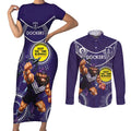 Custom AFL Dockers NAIDOC Week Couples Matching Short Sleeve Bodycon Dress and Long Sleeve Button Shirt Keep The Fire Burning Indigenous Art