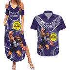 Custom AFL Dockers NAIDOC Week Couples Matching Summer Maxi Dress and Hawaiian Shirt Keep The Fire Burning Indigenous Art