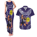Custom AFL Dockers NAIDOC Week Couples Matching Tank Maxi Dress and Hawaiian Shirt Keep The Fire Burning Indigenous Art