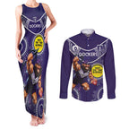 Custom AFL Dockers NAIDOC Week Couples Matching Tank Maxi Dress and Long Sleeve Button Shirt Keep The Fire Burning Indigenous Art