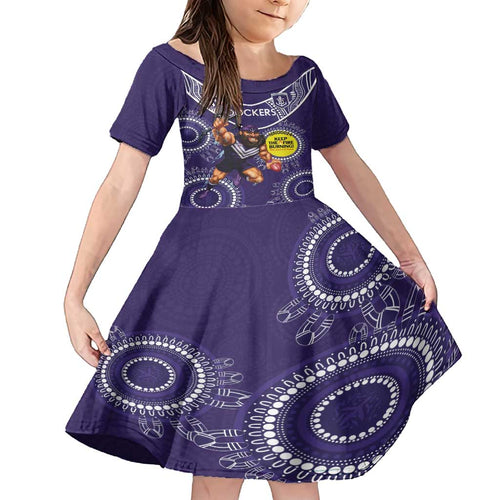 Custom AFL Dockers NAIDOC Week Family Matching Long Sleeve Bodycon Dress and Hawaiian Shirt Keep The Fire Burning Indigenous Art