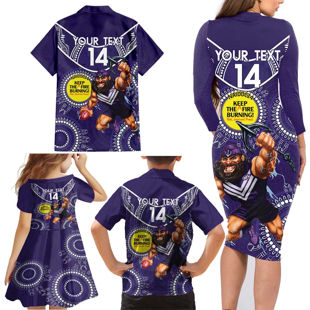 Custom AFL Dockers NAIDOC Week Family Matching Long Sleeve Bodycon Dress and Hawaiian Shirt Keep The Fire Burning Indigenous Art