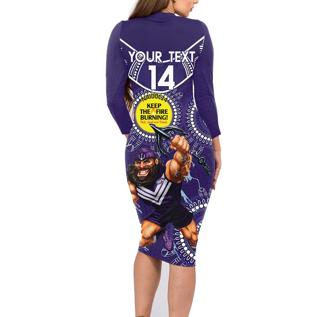 Custom AFL Dockers NAIDOC Week Family Matching Long Sleeve Bodycon Dress and Hawaiian Shirt Keep The Fire Burning Indigenous Art