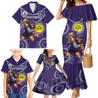 Custom AFL Dockers NAIDOC Week Family Matching Mermaid Dress and Hawaiian Shirt Keep The Fire Burning Indigenous Art