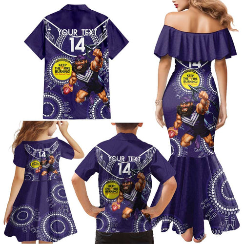 Custom AFL Dockers NAIDOC Week Family Matching Mermaid Dress and Hawaiian Shirt Keep The Fire Burning Indigenous Art