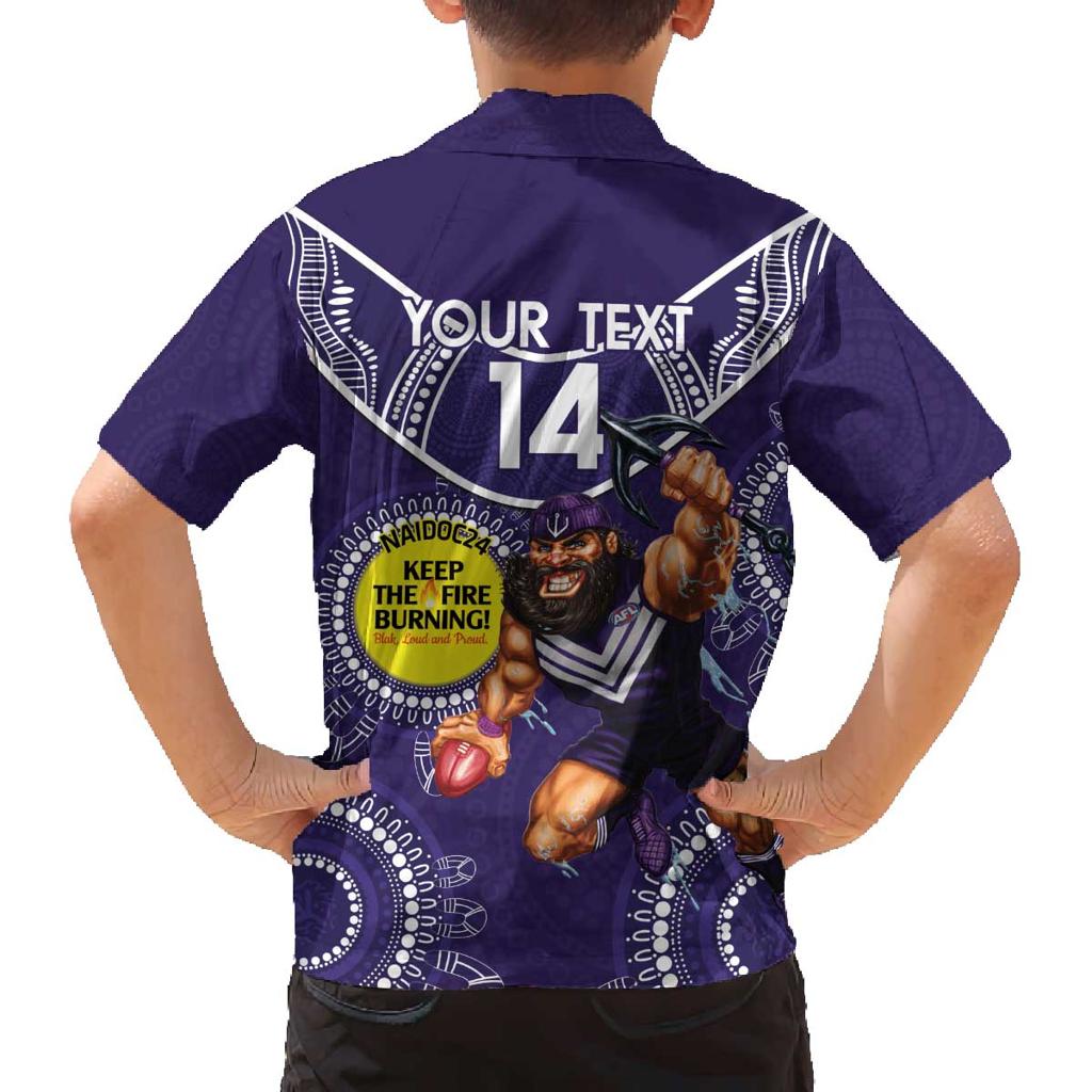 Custom AFL Dockers NAIDOC Week Family Matching Off The Shoulder Long Sleeve Dress and Hawaiian Shirt Keep The Fire Burning Indigenous Art