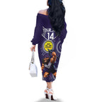 Custom AFL Dockers NAIDOC Week Family Matching Off The Shoulder Long Sleeve Dress and Hawaiian Shirt Keep The Fire Burning Indigenous Art