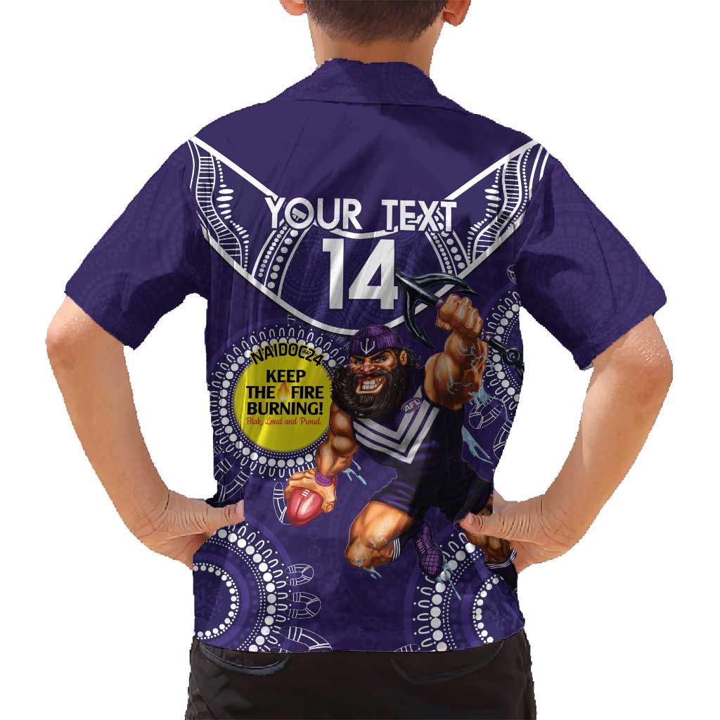 Custom AFL Dockers NAIDOC Week Family Matching Off Shoulder Maxi Dress and Hawaiian Shirt Keep The Fire Burning Indigenous Art