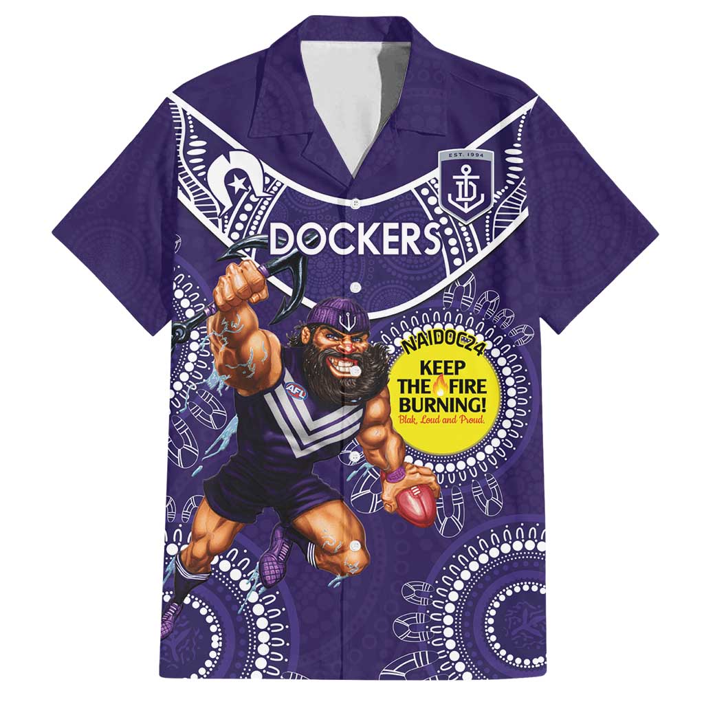 Custom AFL Dockers NAIDOC Week Family Matching Off Shoulder Maxi Dress and Hawaiian Shirt Keep The Fire Burning Indigenous Art