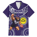 Custom AFL Dockers NAIDOC Week Family Matching Off Shoulder Maxi Dress and Hawaiian Shirt Keep The Fire Burning Indigenous Art