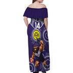 Custom AFL Dockers NAIDOC Week Family Matching Off Shoulder Maxi Dress and Hawaiian Shirt Keep The Fire Burning Indigenous Art