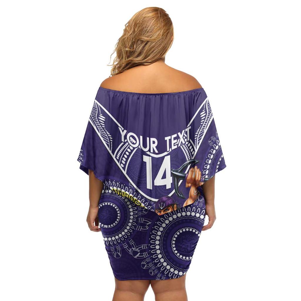 Custom AFL Dockers NAIDOC Week Family Matching Off Shoulder Short Dress and Hawaiian Shirt Keep The Fire Burning Indigenous Art